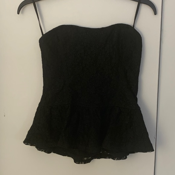 Garage Black Lace Peplum Corset Style Tube Top - Picture 2 of 9